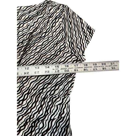 Ann Taylor Sheath Dress Faux Wrap Women's Size 8 Black Brown Pattern Geometric - Picture 7 of 9